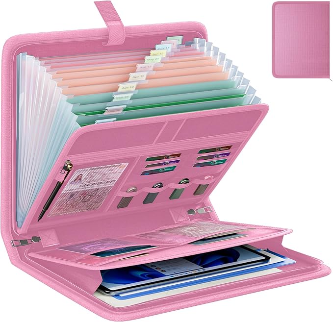 Fireproof Accordion File Organizer, Portable Expanding File Folder by Huolewa