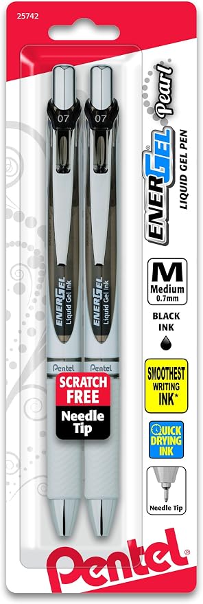 Pentel EnerGel Pearl RTX Retractable Liquid Gel Pen, Medium Line, Needle Tip by PentelofAmerica