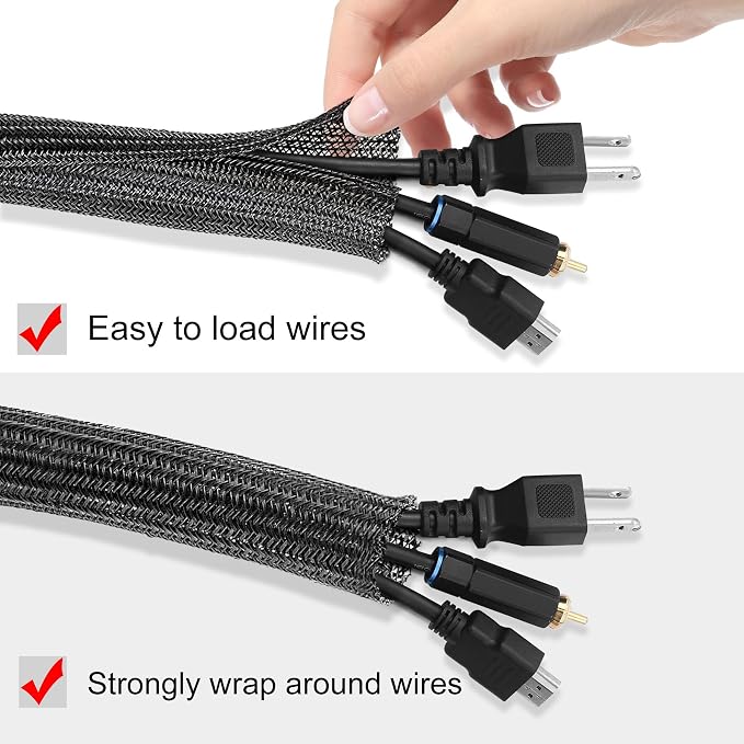 10ft - 3/8 inch Cord Protector Cable Sleeve Split Wire Loom Tubing - Image 2