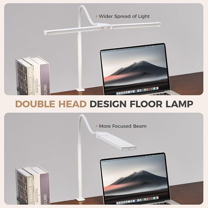 Voncerus LED Desk Lamp for Home Office, Double Head Architect Light - Image 2
