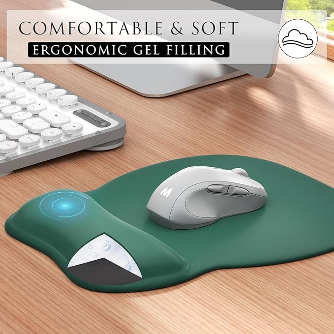 MROCO Ergonomic Mouse Pad with Gel Wrist Rest, 9.4 x 8.1 in, Forest Green | - Image 4