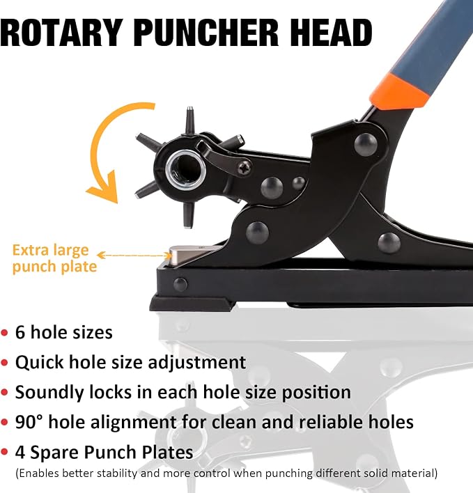 KingTool Desktop Leather Hole Punch Set, Super Heavy Duty Rotary Puncher - Image 4