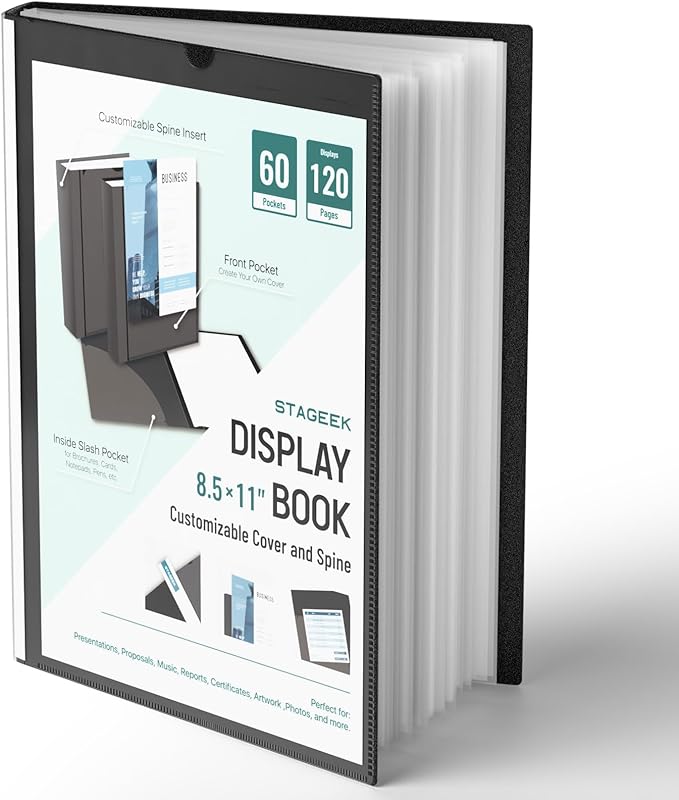 STAGEEK 60-Pocket Portfolio Binder Display 120 Pages, 8.5x11 Binder by STAGEEK