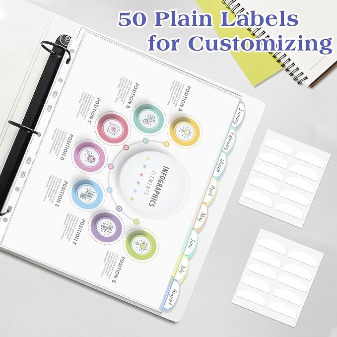 5 Set of 40 Pack A4 Plastic Sleeves Binder Index Dividers Pocket Dividers - Image 6