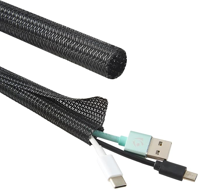 Split Wire Loom 3/8 Inch 25ft, Braided Cable Sleeve - Image 9