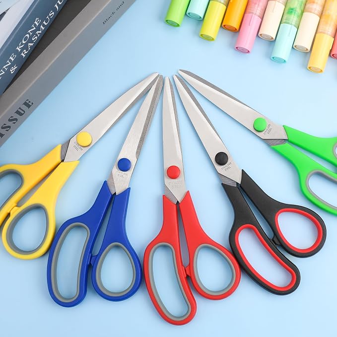 BURVAGY 8" Multipurpose Scissor Bulk 48 Pack, Comfort Grip Handles Ultra Sharp - Image 9
