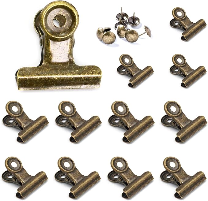 Bulldog Clips with Hole for Push-pin, Paper File Clips with Strong Spring by YUCHIYA