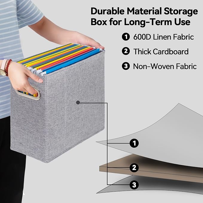 4 Packs Letter Size File Organizer, File Folders Organizer, Fabric Storage Box - Image 3