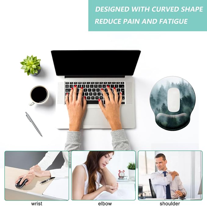 Mouse Pad with Wrist Support, Ergonomic Mouse Pad with Memory Foam Wrist Rest - Image 5