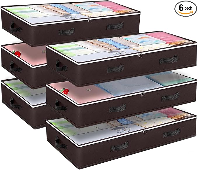 Budding Joy 6 Pack 90L Under bed Storage Containers Organizer Large Capacity by BuddingJoy-BuildaJoyfulLifeforYou
