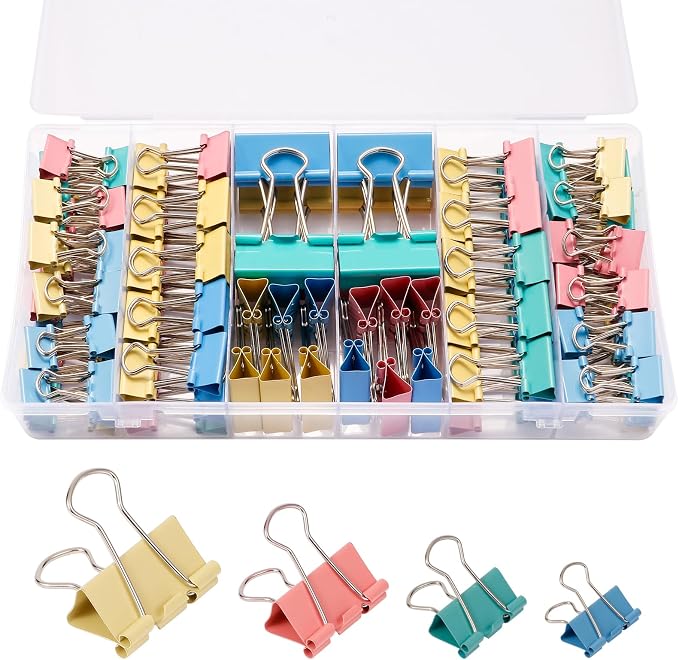 Colored Binder Clips Assorted Sizes, 4 Sizes by XIXIHULIAN