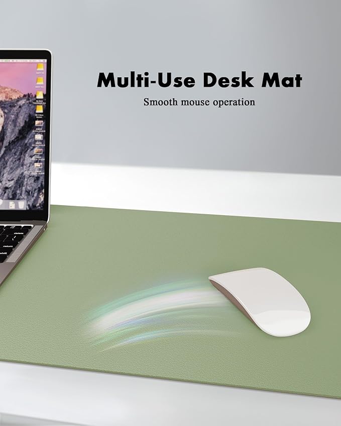 YSAGi Double-Sided Desk Pad, 35.4"x17"Leather Desk Mat, Eco Cork Desk Pad - Image 3