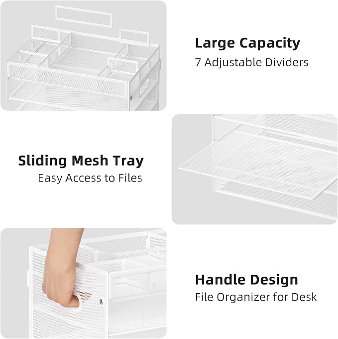 Marbrasse 5 Tier Paper Organizer Letter Tray, Mesh Desk File Organizer - Image 3