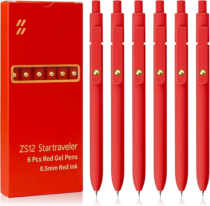 UIXJODO Red Pens, 0.5mm Colored Ink Gel Pens by UIXJODO