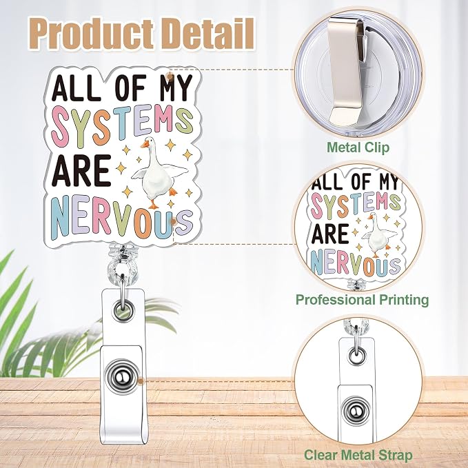 Feifeiya 24 Pcs Funny Badge Reel Nurse Cute Retractable Name ID Clip Badge - Image 3