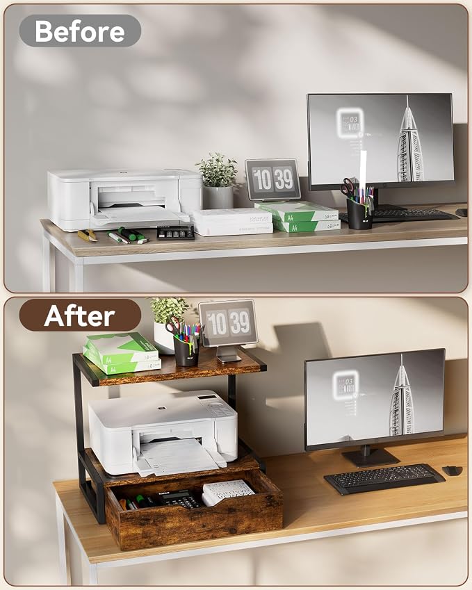 IBUYKE 2 Tier Desktop Printer Stand, Printer Table - Image 5