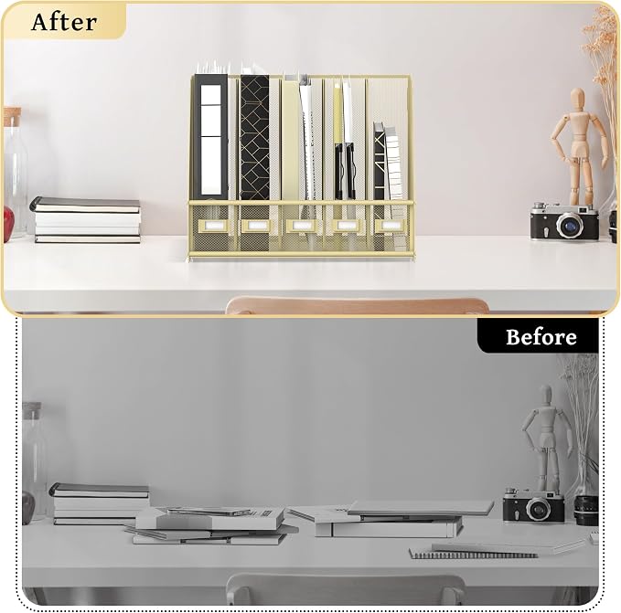 SUPEASY Desk Organizers Metal Desk Magazine File Holder - Image 5