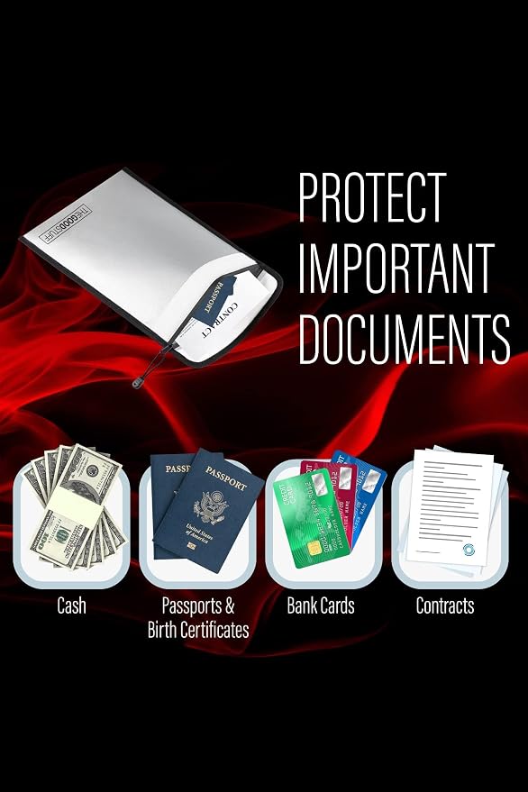The Good Stuff Fireproof Document Bag Legal Size: 15" x 11" Protect Birth - Image 3
