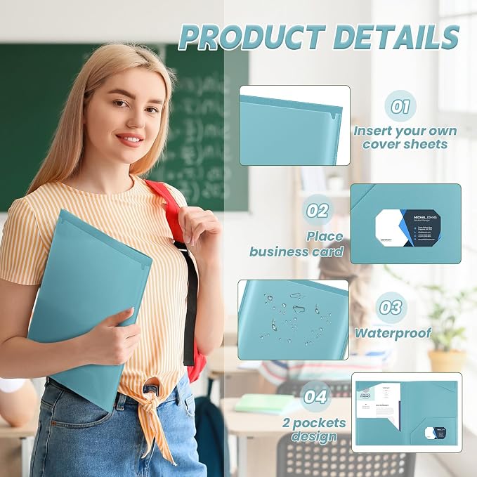 Henoyso 36 Pack Sapphire Blue Plastic Folders - Image 3