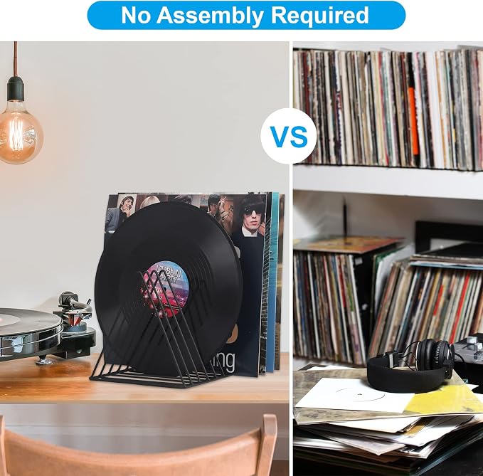 EASEPRES Vinyl Record Holder Storage, 9 Slot Metal Magazine Book Album Display - Image 4