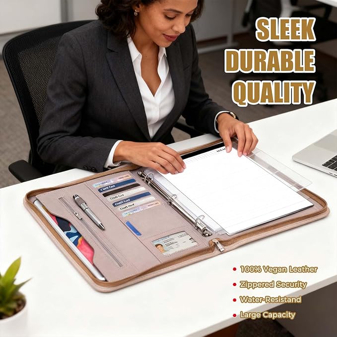 Padfolio Portfolio Folder Binder-Organizer Planner Notebook Zippered Portfolio - Image 5
