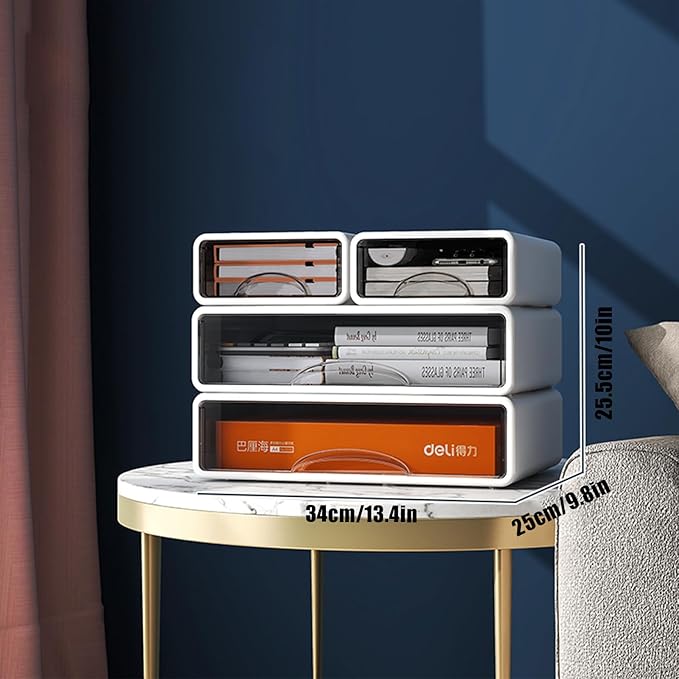 Desk Organizer with Drawers, Stackable Storage Drawers with Compartments - Image 3