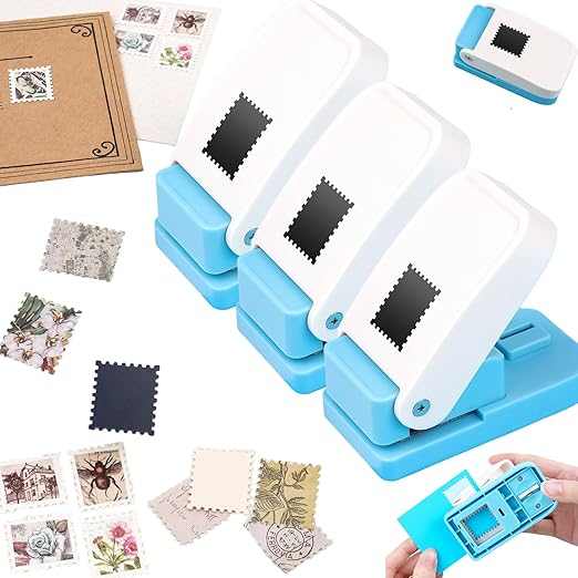 3Pcs Paper Punch | Stamp Punch | Postage Stamp Shape Paper Punches | Portable by CYFUNDESIGN