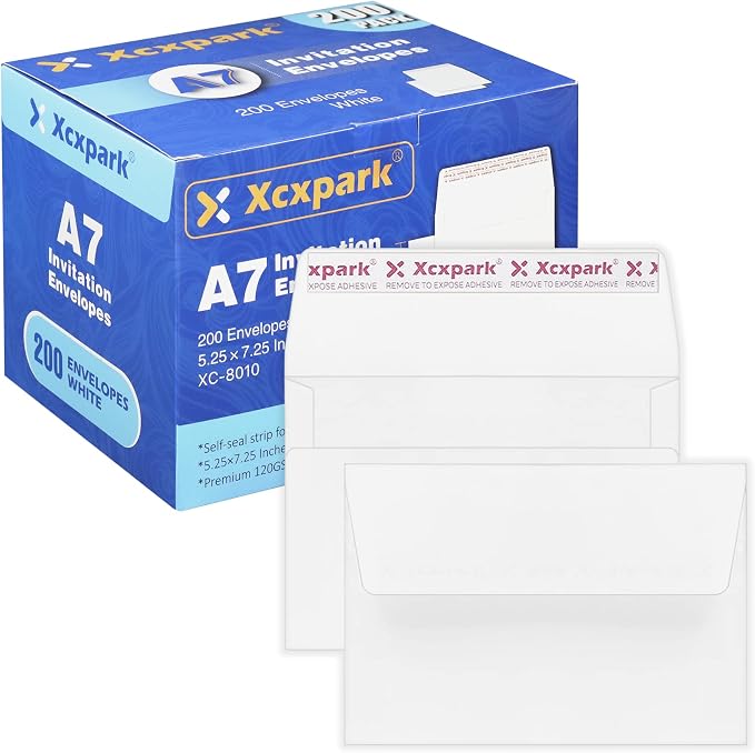 Xxcxpark 200 Qty Printable A7 Invitation Envelopes 5.25X7.25 inches Cards by Xxcxpark