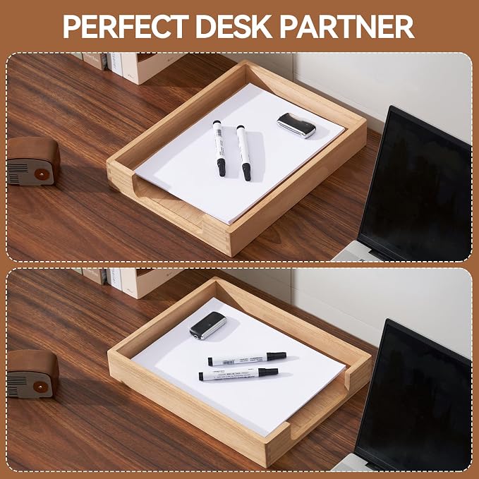 KIRIGEN Wood Letter Tray, Single-Tier Front-Load Desktop Paper Organizer - Image 4