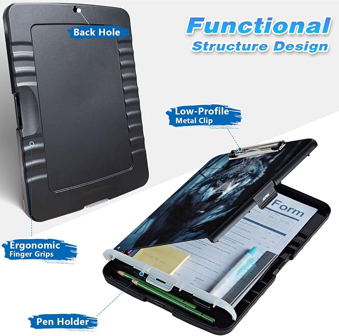 Clipboard with Storage, High Capacity Grey Wolf Storage Clipboard 9.5x14 with - Image 2