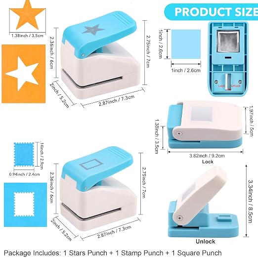 BAOFALI3Pcs Craft Punch Tool Set |Postage Stamp Punch0.9x1.1inch | Square - Image 2