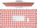 Scalloped‌ Checkered Gingham Desk Mat Cute Red XXL Large Mouse Pad Kawaii by Unknown