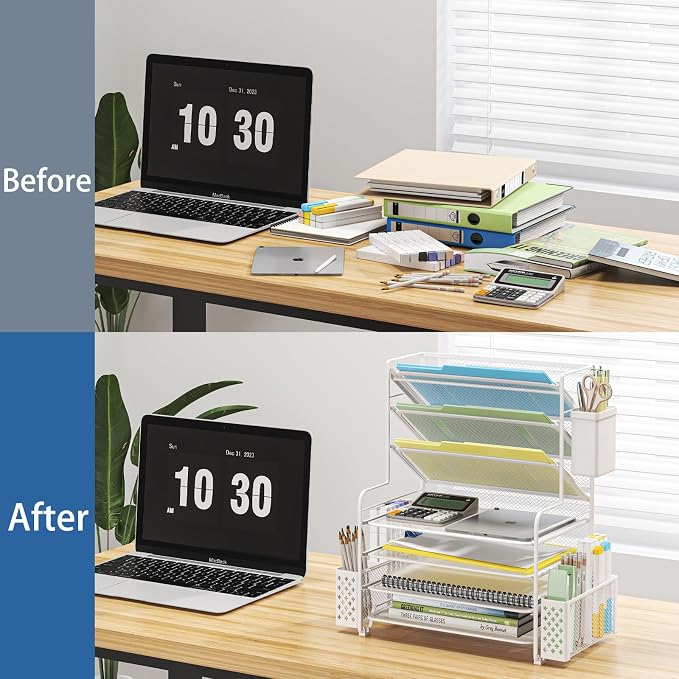 Simple Trending 7 Tier Desk File Organizer, Letter Tray Paper Organizer - Image 5