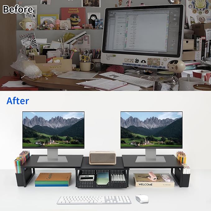 OPNICE Desk Organizers and Accessories, Dual Monitor Stand Riser - Image 2