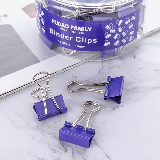Small Purple Binder Clips, 3/4 Inch, 50 Pack Mini Clips - Image 5