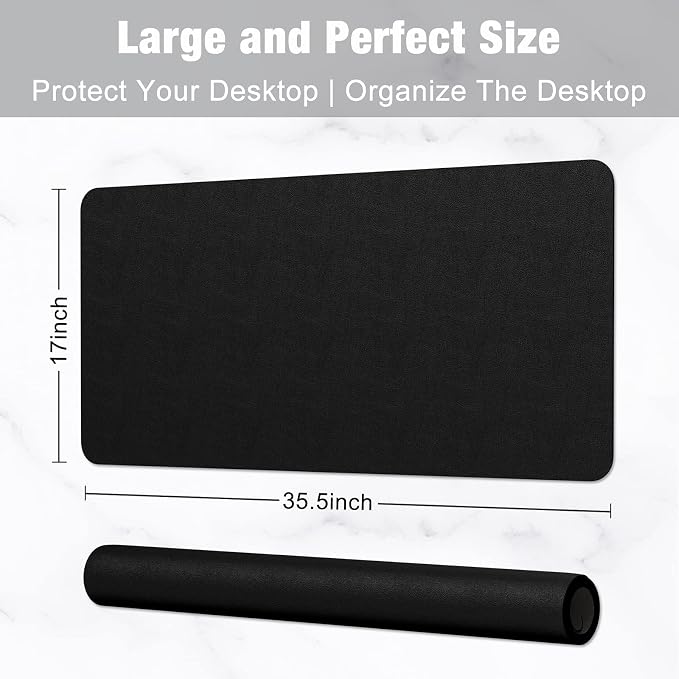 Hsurbtra Desk Pad, 35.5" x 17" PU Leather Desk Mat, XXL Extended Mouse Pad - Image 3
