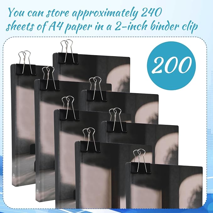 Jetec 200 Pcs Extra Large Binder Clips Bulk 2 Inch Metal Jumbo Binder Clips - Image 4