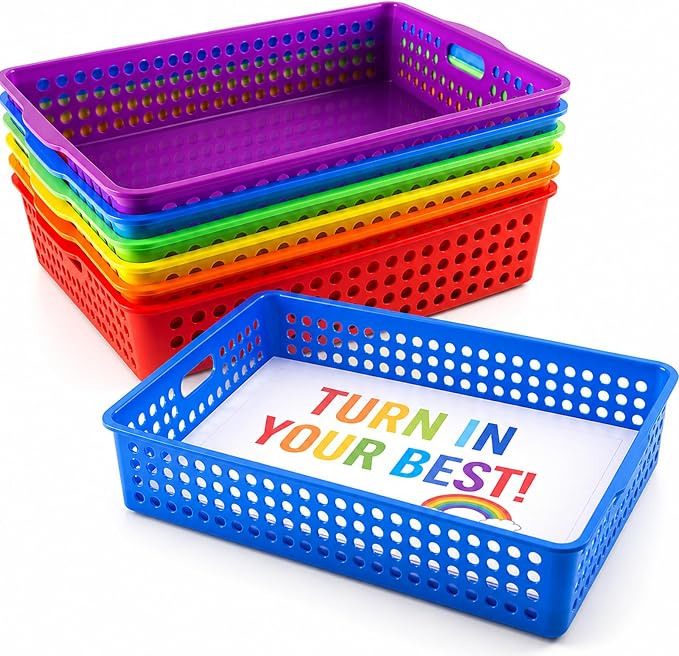 Svartur Classroom Paper Tray Set of 6, Plastic Turn in Trays by Homepage