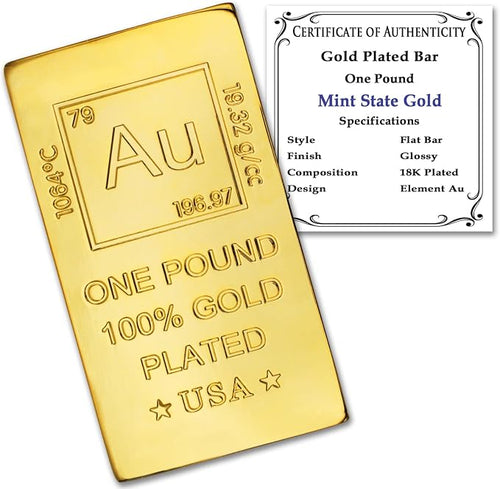 1 lb Gold Plated Bar 18K Paperweight | Element Design by MintStateGold