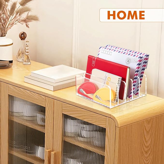 BEYGORM 2 Pack Acrylic Mail Holder, Vertical Letter Sorter - Image 4
