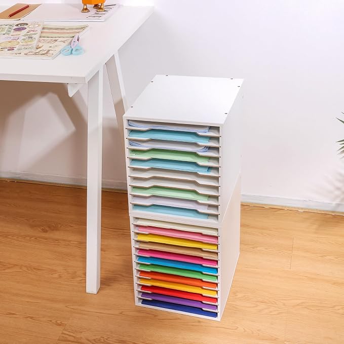 Caydo 12 Slot 8.5" x 11" Paper Organizer Storage, Wood Adjustable Shelves Paper - Image 7