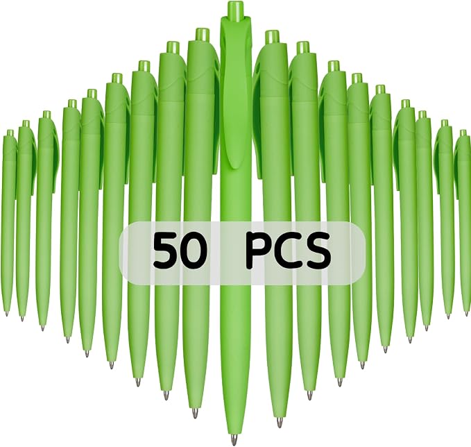 BallPoint Pens, 50 Pack, Bulk Pens, Light Green Barrel, Click Pens by Wiaziert