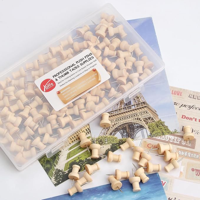 Wood Push Pins 120 Pcs, Decorative Wooden Thumb Tacks - Image 3