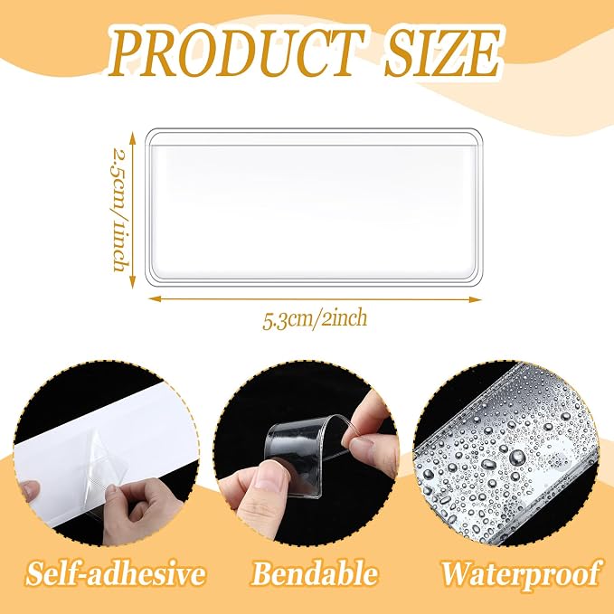 Jeyiour 200 Pcs Label Holders Adhesive Nameplate Pockets Storage Bin Labels - Image 2