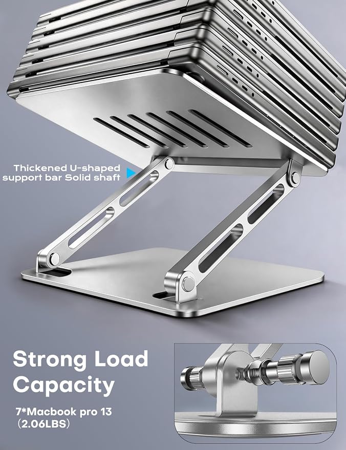 LOXP Adjustable Laptop Stand, Portable Laptop Riser, Aluminum Laptop Stand - Image 5