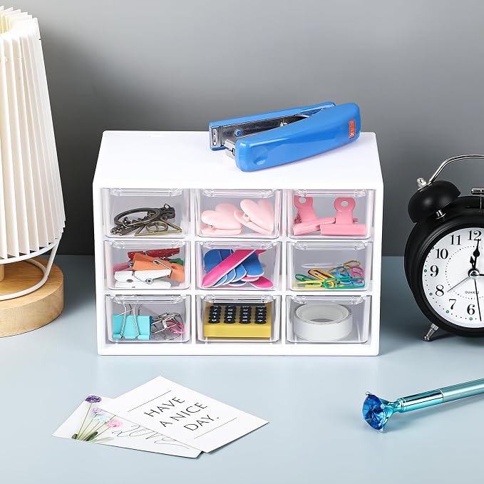 Rtteri 9 Pieces Mini Drawer Organizer Plastic Desktop Storage Box Desk Craft - Image 2