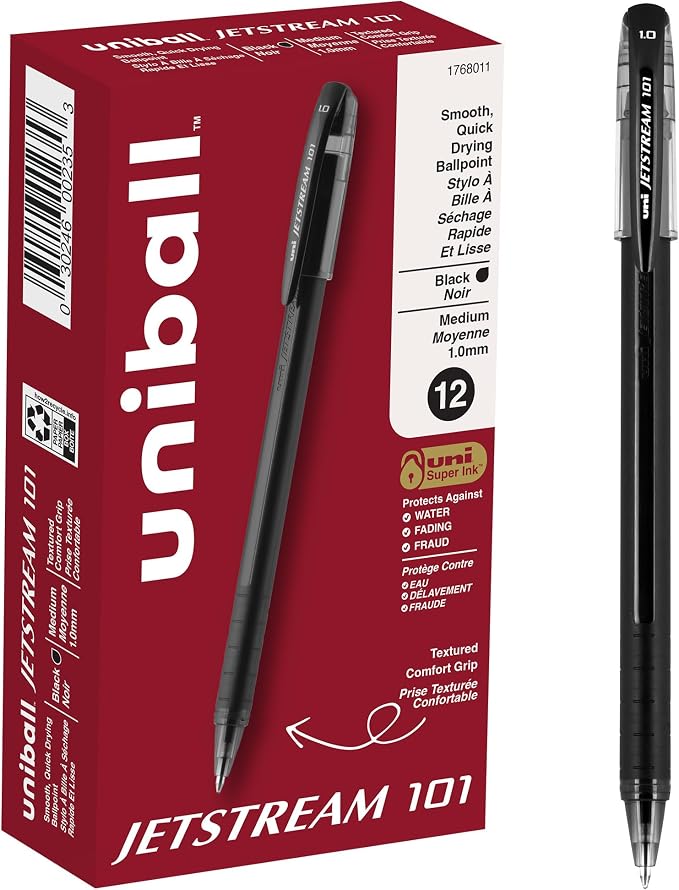 uniball Jetstream 101 Ballpoint Pens, Medium Point, 12 Pack by uni-ball