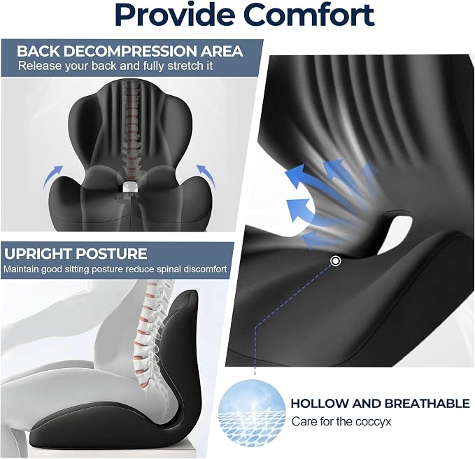Seat Cushion for Office Chair and Car, L-Shaped Ergonomic Seat Cushions - Image 5