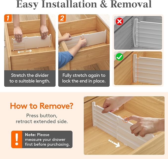 Lifewit 6" Tall 9 Pack Drawer Dividers, 11.5"-18.5" Adjustable Deep Drawer - Image 6