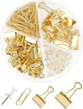 Gold Paper Binder and Clips Set, Metal Assorted Sized Binders by CREECHWA